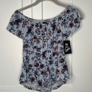 Art Class Floral Flutter Sleeve Top NWT Girl's Size Medium 7-8